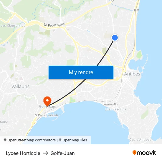 Lycee Horticole to Golfe-Juan map
