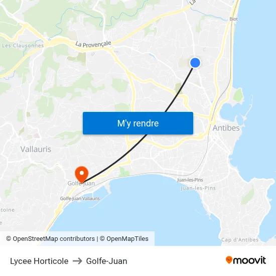 Lycee Horticole to Golfe-Juan map