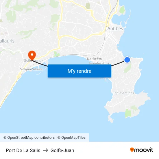 Port De La Salis to Golfe-Juan map