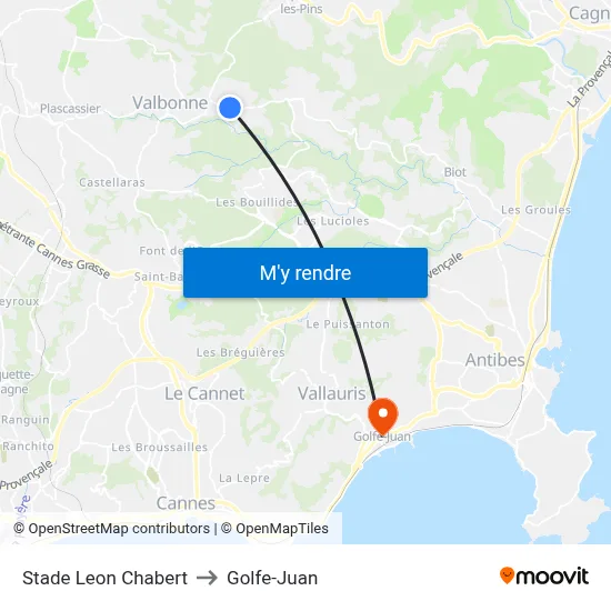Stade Leon Chabert to Golfe-Juan map