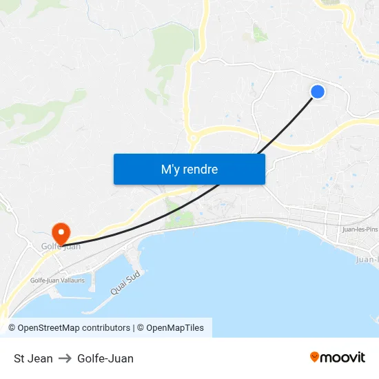 St Jean to Golfe-Juan map