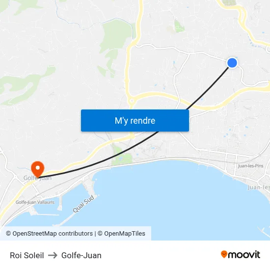 Roi Soleil to Golfe-Juan map