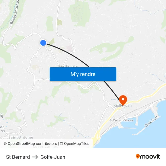 St Bernard to Golfe-Juan map