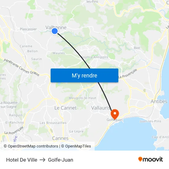 Hotel De Ville to Golfe-Juan map