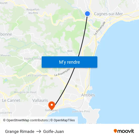 Grange Rimade to Golfe-Juan map