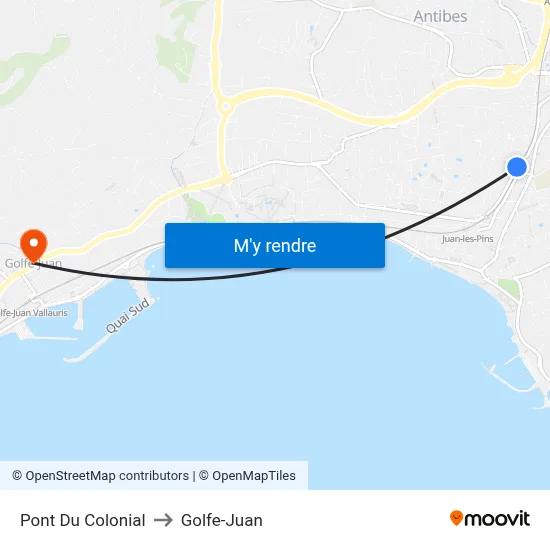 Pont Du Colonial to Golfe-Juan map