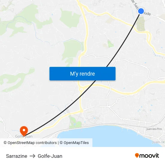 Sarrazine to Golfe-Juan map