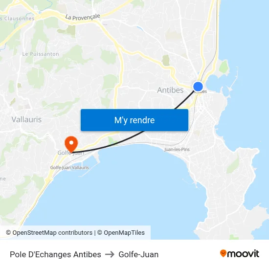 Pole D'Echanges Antibes to Golfe-Juan map