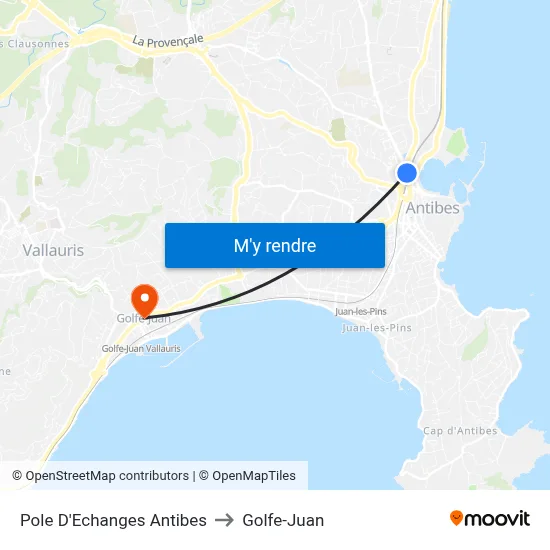 Pole D'Echanges Antibes to Golfe-Juan map