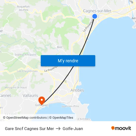 Gare Sncf Cagnes Sur Mer to Golfe-Juan map