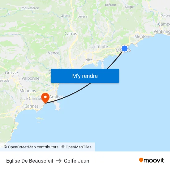 Eglise De Beausoleil to Golfe-Juan map