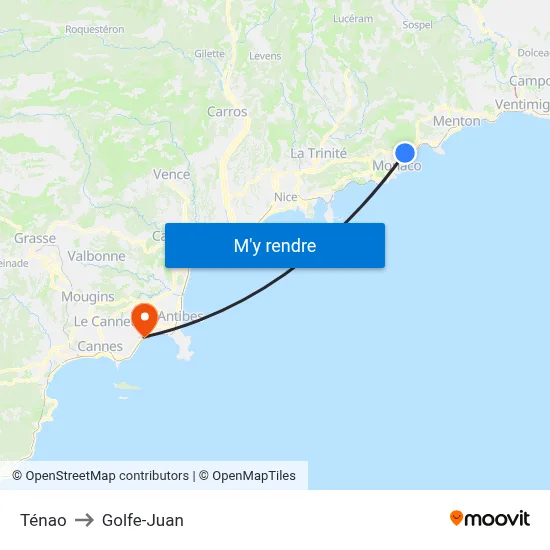 Ténao to Golfe-Juan map