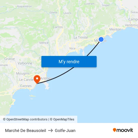 Marché De Beausoleil to Golfe-Juan map