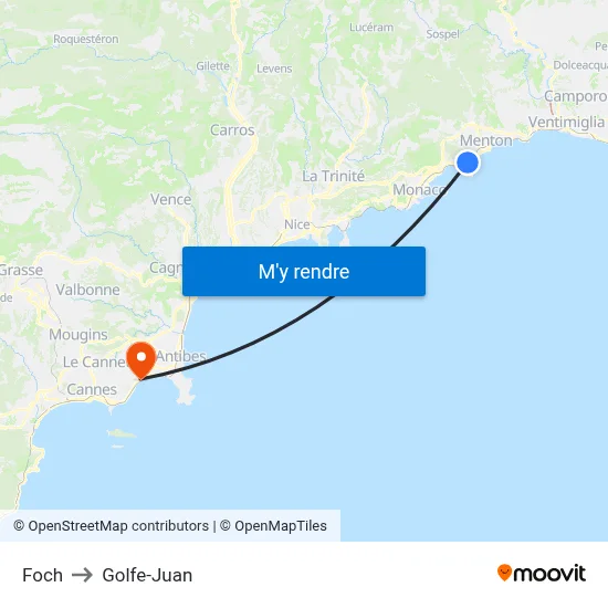 Foch to Golfe-Juan map
