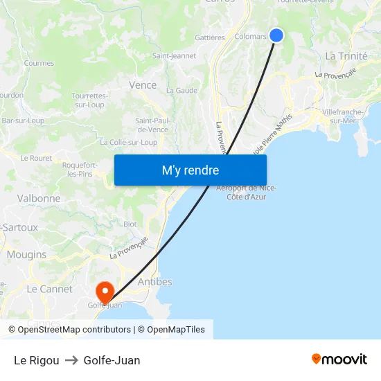 Le Rigou to Golfe-Juan map