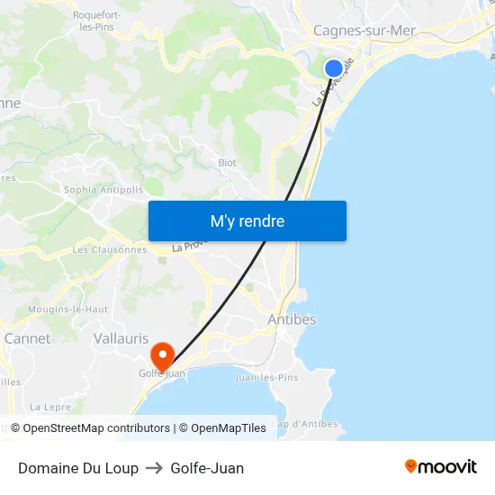 Domaine Du Loup to Golfe-Juan map