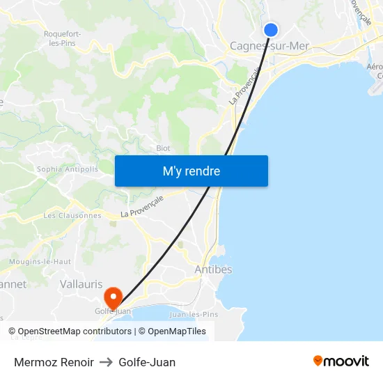 Mermoz Renoir to Golfe-Juan map
