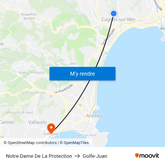 Notre-Dame De La Protection to Golfe-Juan map