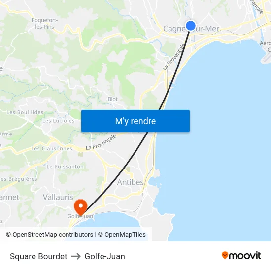Square Bourdet to Golfe-Juan map