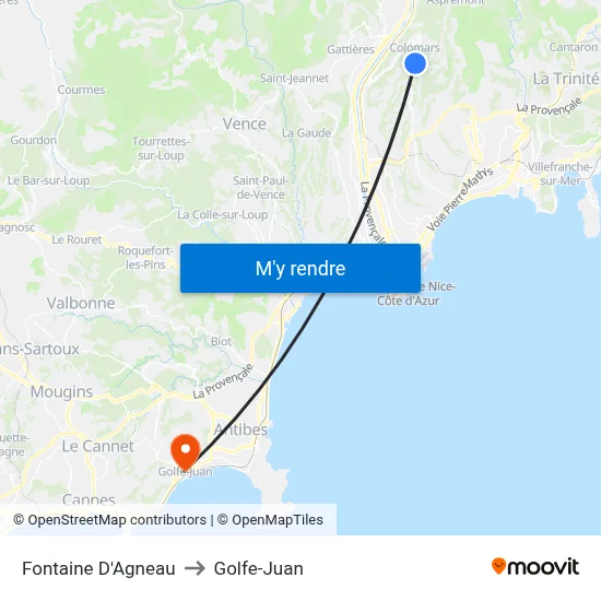 Fontaine D'Agneau to Golfe-Juan map