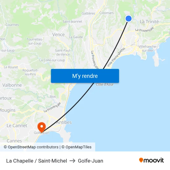 La Chapelle / Saint-Michel to Golfe-Juan map