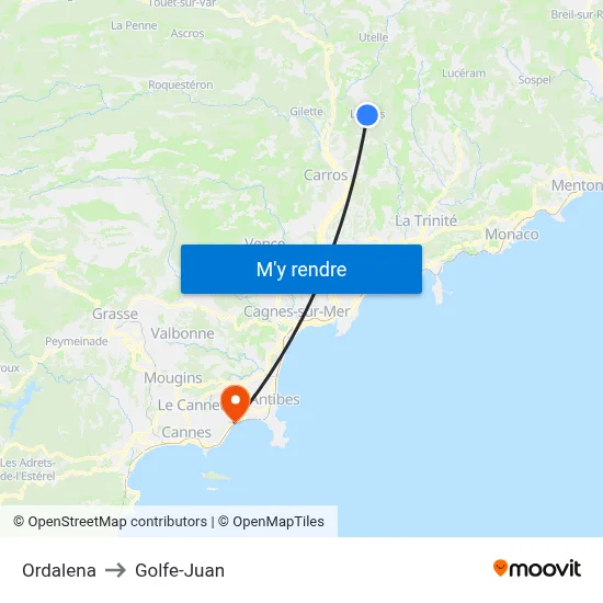 Ordalena to Golfe-Juan map