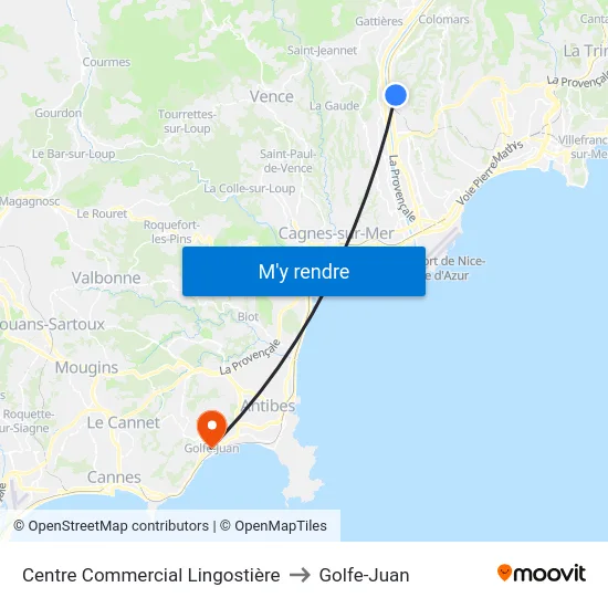 Centre Commercial Lingostière to Golfe-Juan map