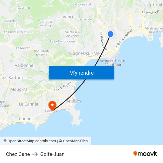 Chez Cane to Golfe-Juan map