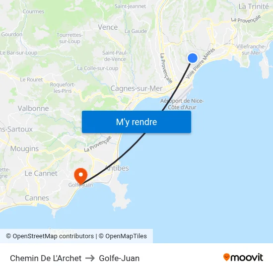Chemin De L'Archet to Golfe-Juan map