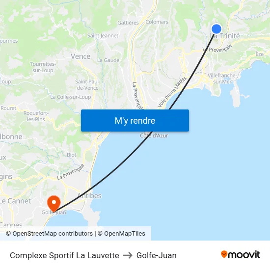 Complexe Sportif La Lauvette to Golfe-Juan map