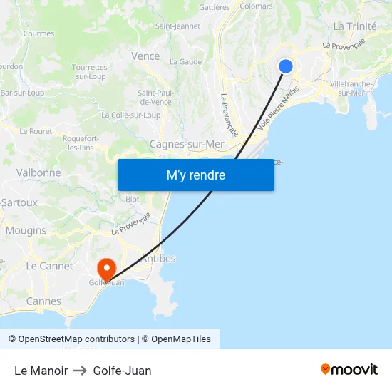 Le Manoir to Golfe-Juan map