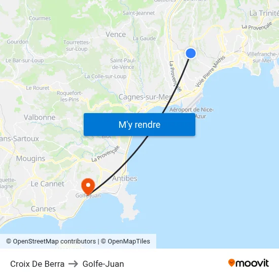 Croix De Berra to Golfe-Juan map