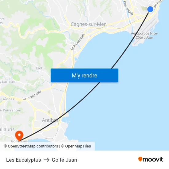 Les Eucalyptus to Golfe-Juan map