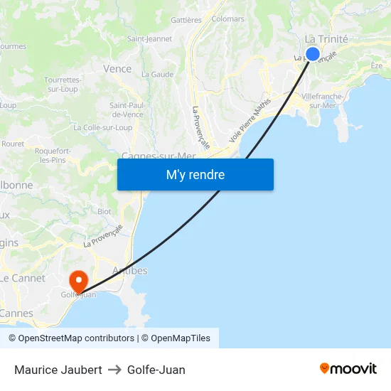 Maurice Jaubert to Golfe-Juan map