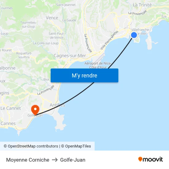 Moyenne Corniche to Golfe-Juan map