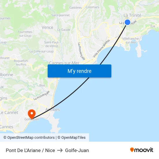 Pont De L'Ariane / Nice to Golfe-Juan map