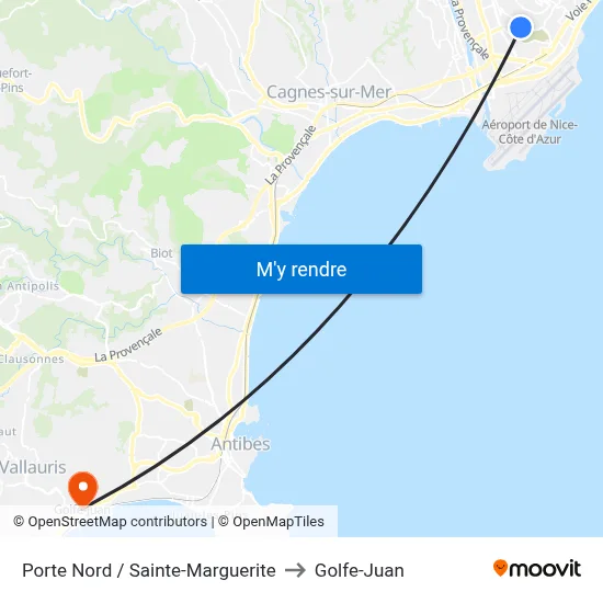 Porte Nord / Sainte-Marguerite to Golfe-Juan map