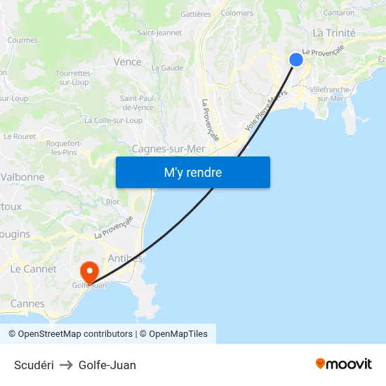 Scudéri to Golfe-Juan map