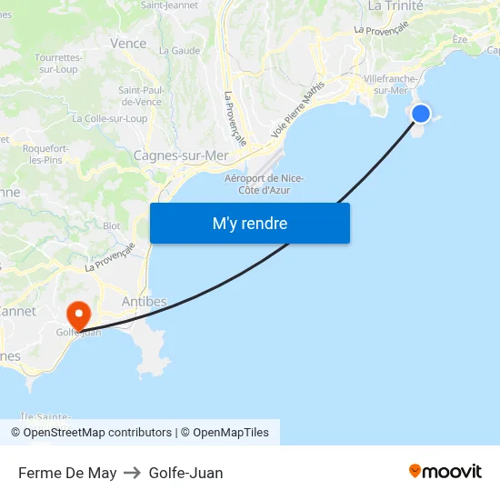 Ferme De May to Golfe-Juan map