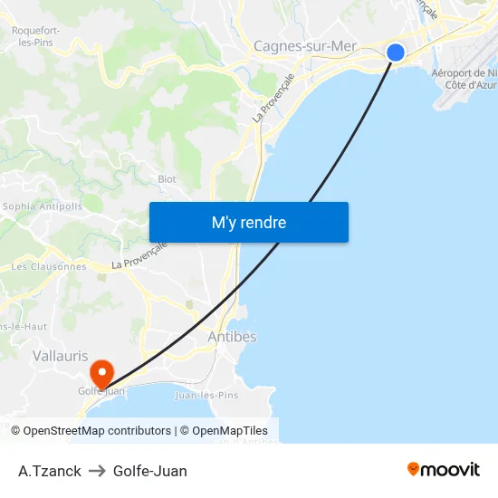A.Tzanck to Golfe-Juan map