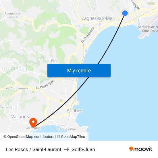 Les Roses / Saint-Laurent to Golfe-Juan map