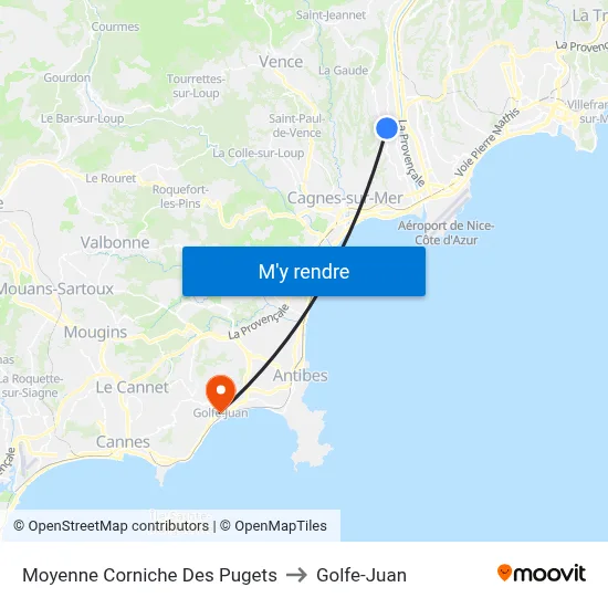 Moyenne Corniche Des Pugets to Golfe-Juan map