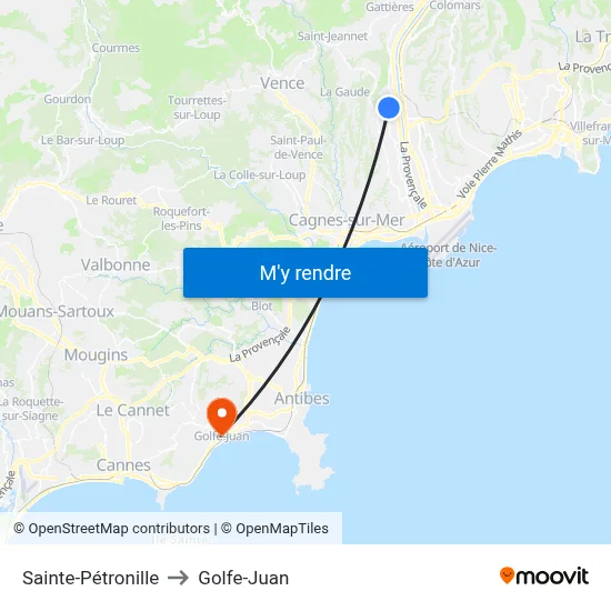 Sainte-Pétronille to Golfe-Juan map