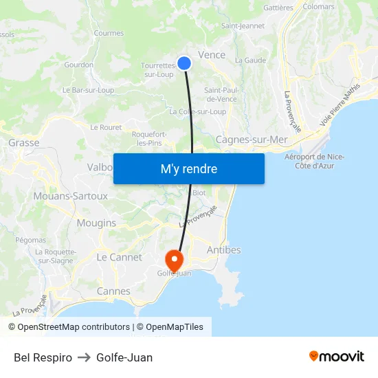 Bel Respiro to Golfe-Juan map