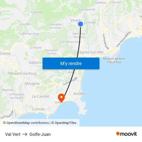 Val Vert to Golfe-Juan map