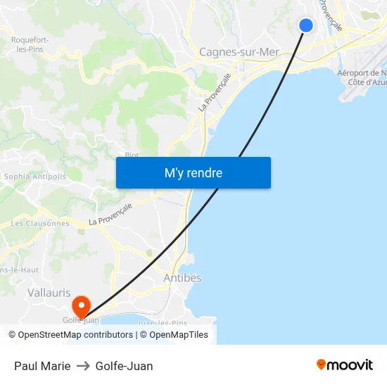 Paul Marie to Golfe-Juan map