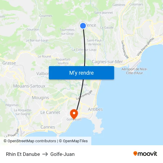 Rhin Et Danube to Golfe-Juan map