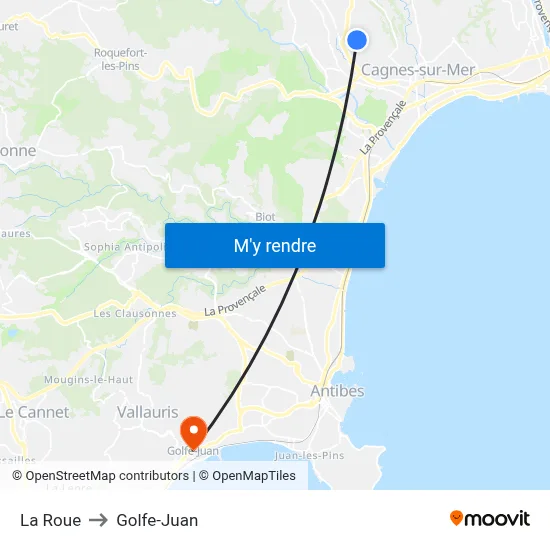 La Roue to Golfe-Juan map