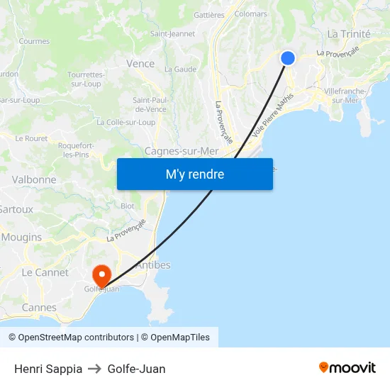 Henri Sappia to Golfe-Juan map