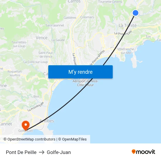 Pont De Peille to Golfe-Juan map